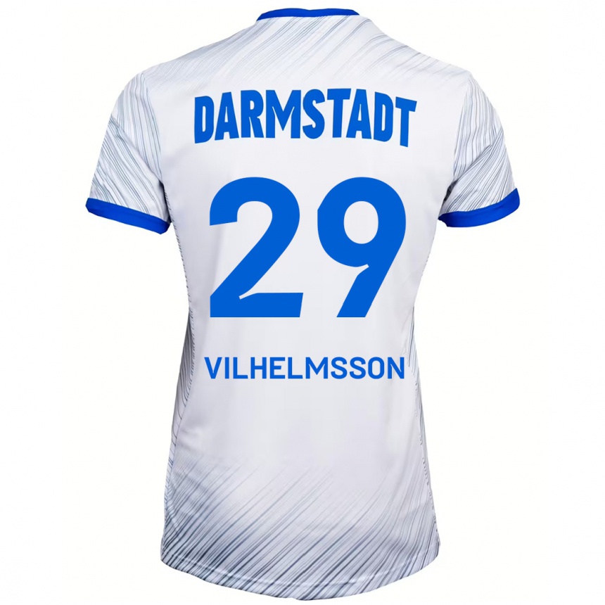 Men Football Oscar Vilhelmsson #29 White Blue Away Jersey 2024/25 T-Shirt Nz