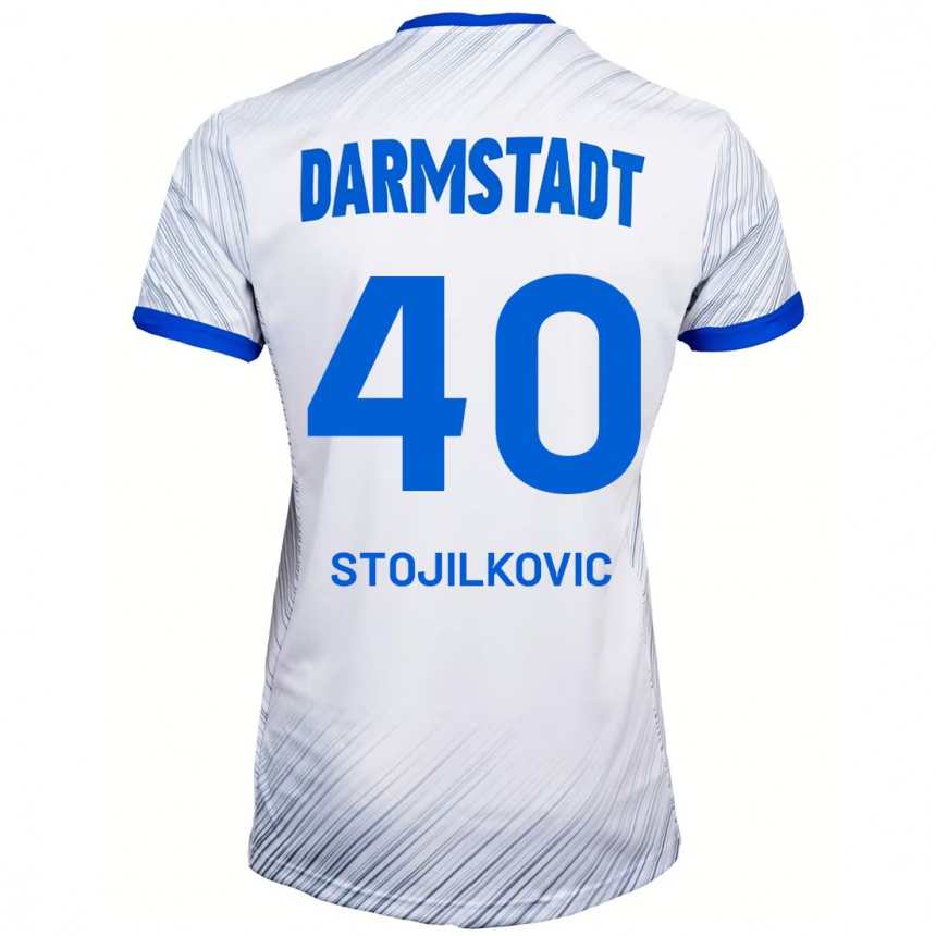 Men Football Filip Stojilkovic #40 White Blue Away Jersey 2024/25 T-Shirt Nz