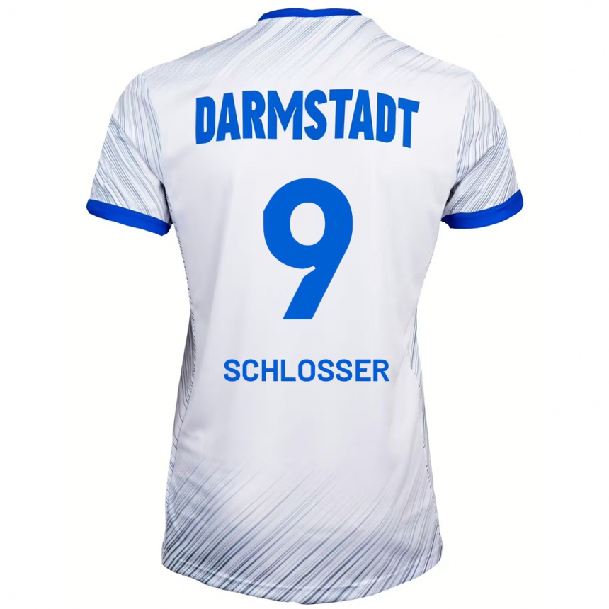 Men Football Mika Schlosser #9 White Blue Away Jersey 2024/25 T-Shirt Nz