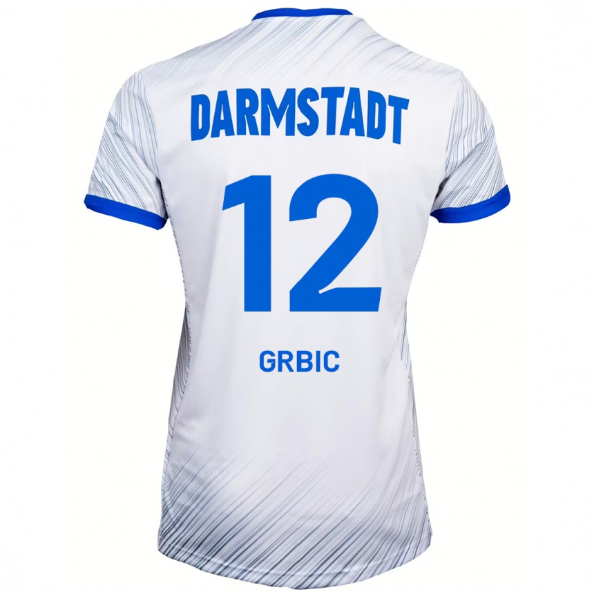 Men Football Viktor Grbic #12 White Blue Away Jersey 2024/25 T-Shirt Nz