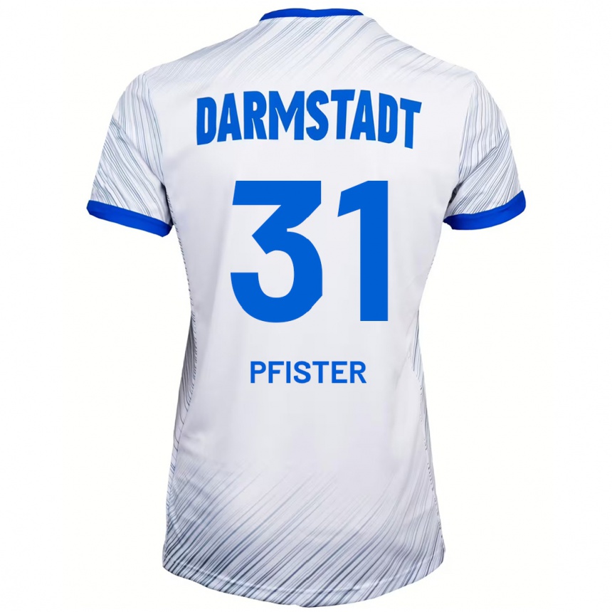 Men Football Max Pfister #31 White Blue Away Jersey 2024/25 T-Shirt Nz