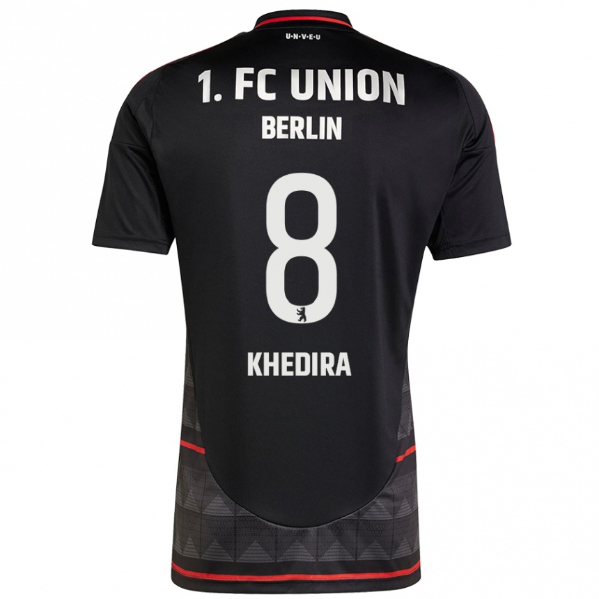 Men Football Rani Khedira #8 Black Away Jersey 2024/25 T-Shirt Nz