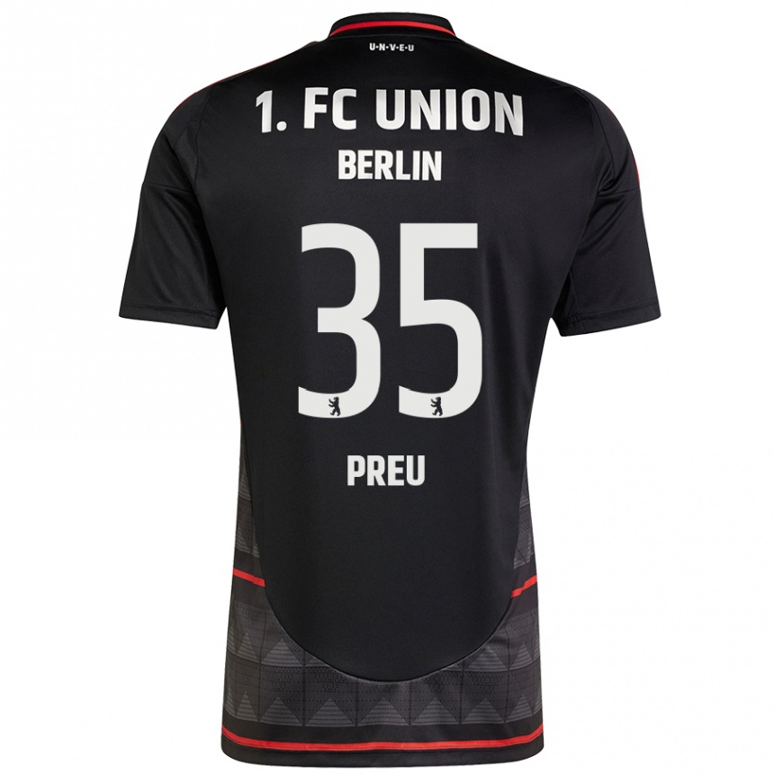 Men Football David Preu #35 Black Away Jersey 2024/25 T-Shirt Nz