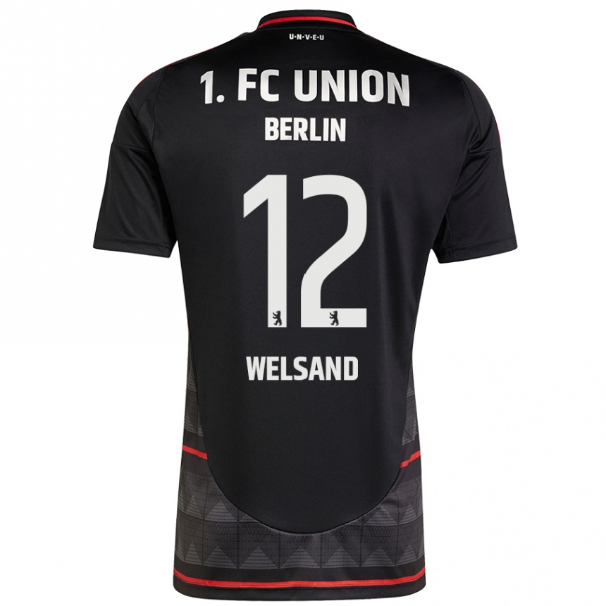 Men Football Oskar Welsand #12 Black Away Jersey 2024/25 T-Shirt Nz