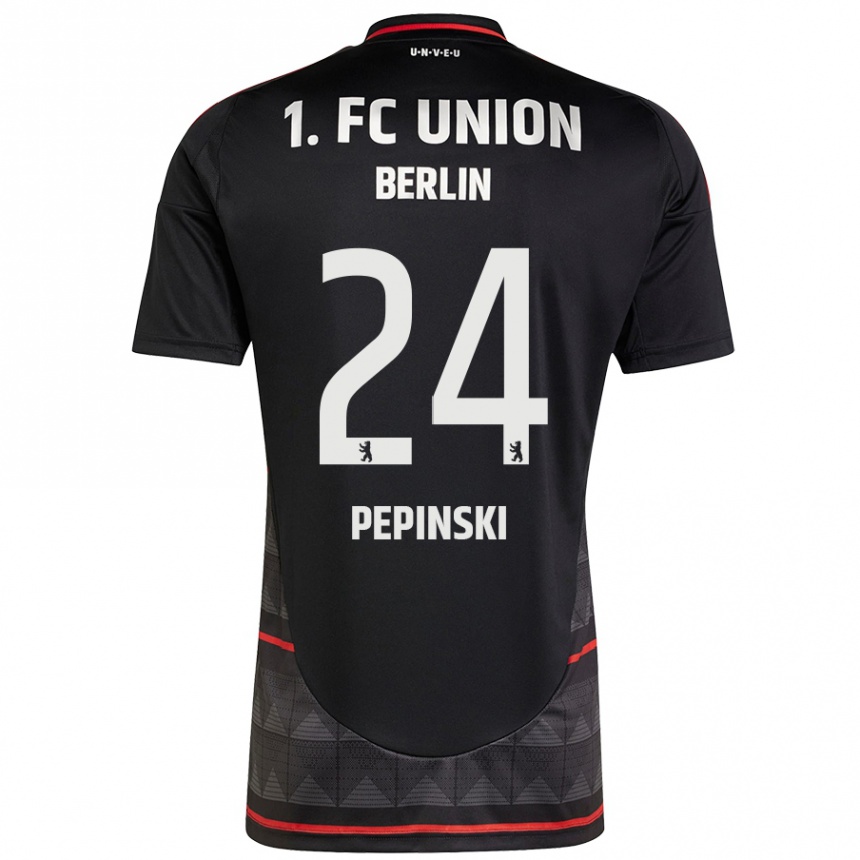 Men Football Louis Pepinski #24 Black Away Jersey 2024/25 T-Shirt Nz