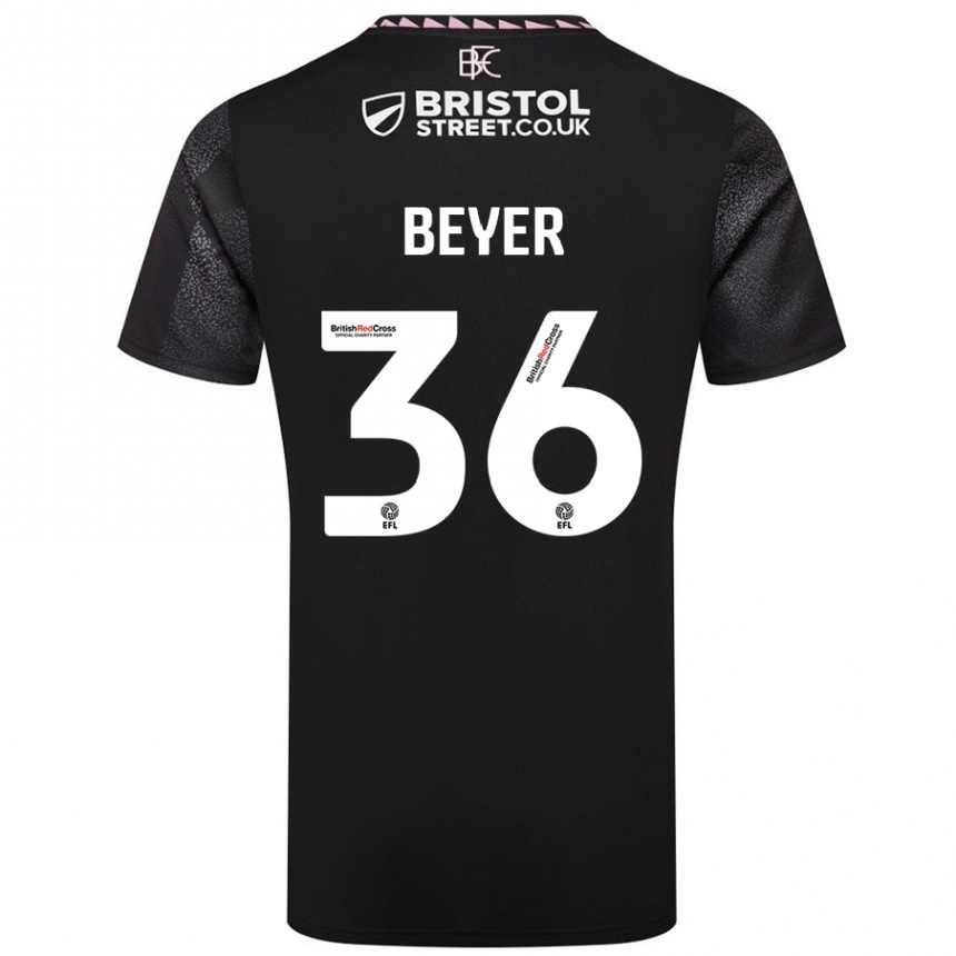 Men Football Jordan Beyer #36 Black Away Jersey 2024/25 T-Shirt Nz