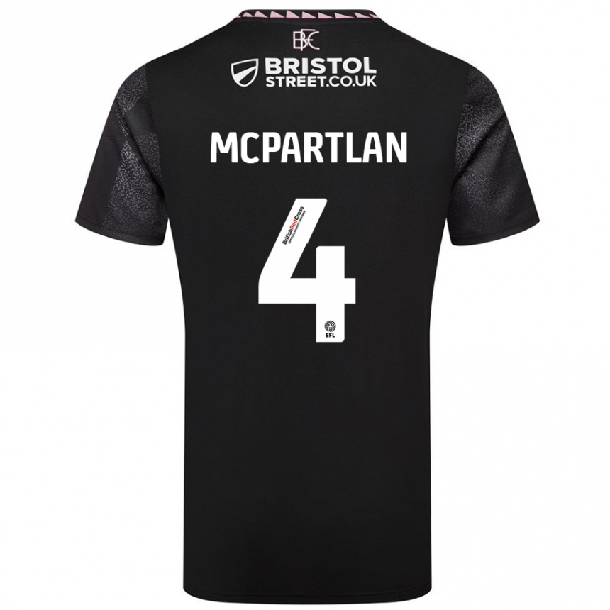 Men Football Brenna Mcpartlan #4 Black Away Jersey 2024/25 T-Shirt Nz