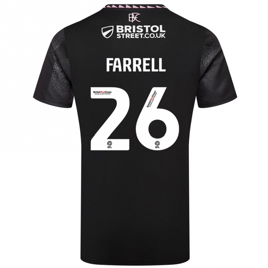 Men Football Lucy Farrell #26 Black Away Jersey 2024/25 T-Shirt Nz