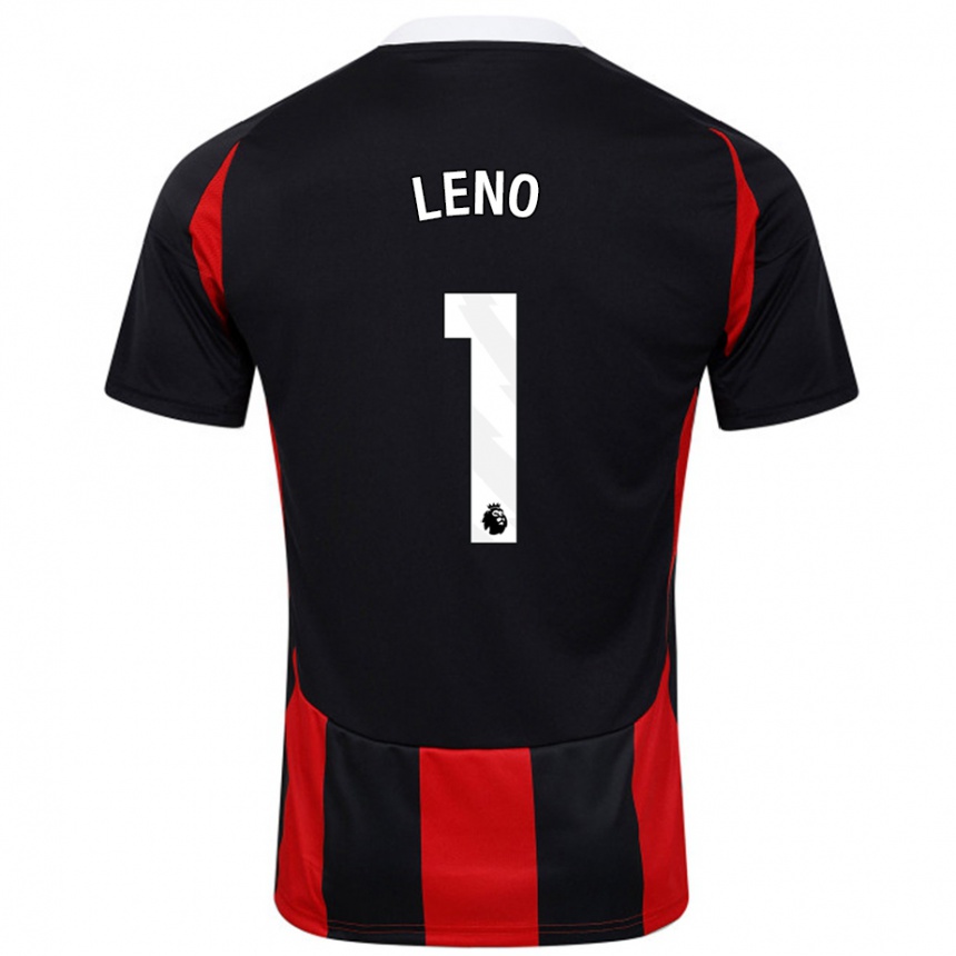 Men Football Bernd Leno #1 Black Red Away Jersey 2024/25 T-Shirt Nz