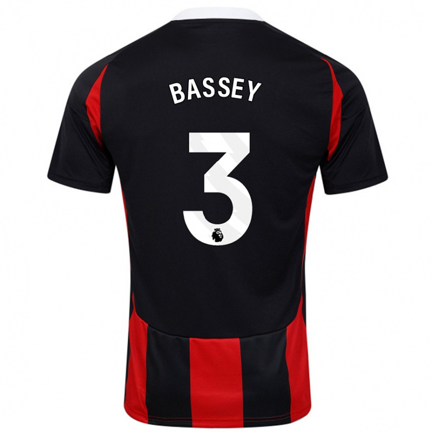 Men Football Calvin Bassey #3 Black Red Away Jersey 2024/25 T-Shirt Nz