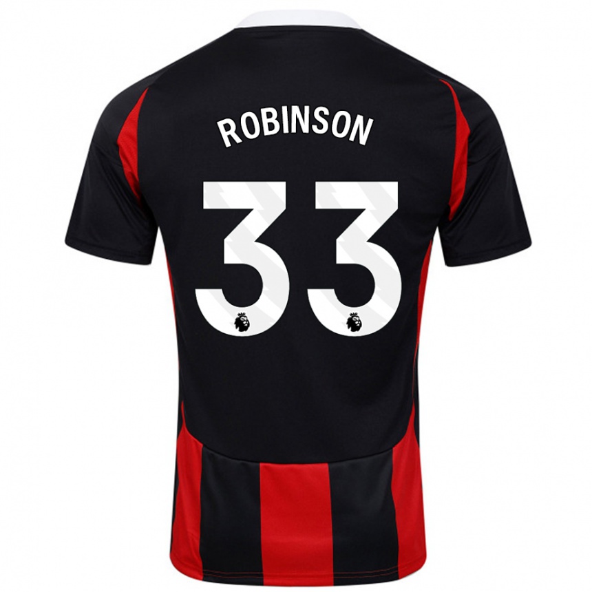 Men Football Antonee Robinson #33 Black Red Away Jersey 2024/25 T-Shirt Nz