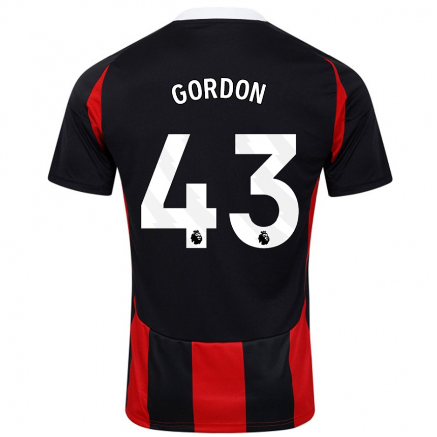 Men Football Lemar Gordon #43 Black Red Away Jersey 2024/25 T-Shirt Nz