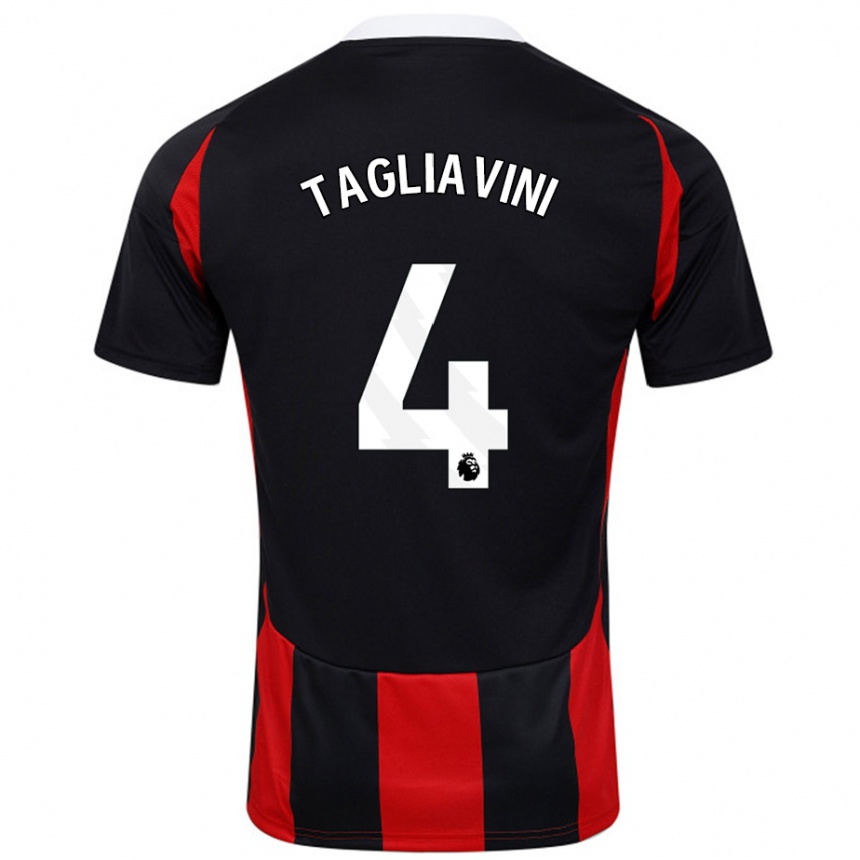 Men Football Ella Tagliavini #4 Black Red Away Jersey 2024/25 T-Shirt Nz