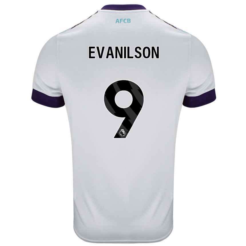 Men Football Evanilson #9 White Green Purple Away Jersey 2024/25 T-Shirt Nz