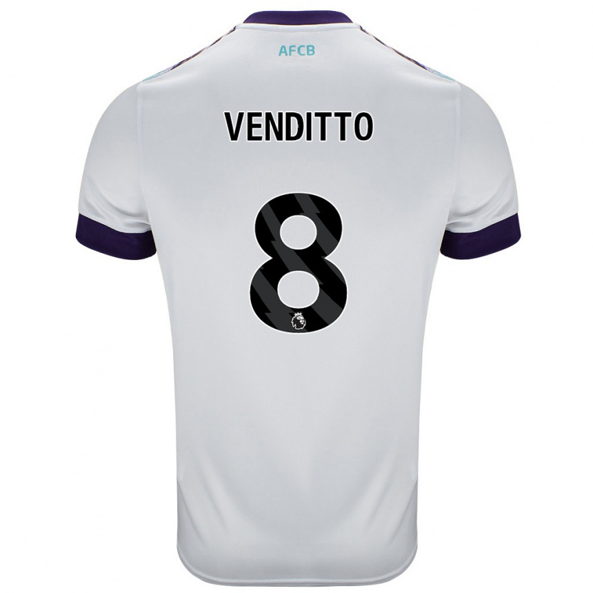 Men Football Olivia Venditto #8 White Green Purple Away Jersey 2024/25 T-Shirt Nz