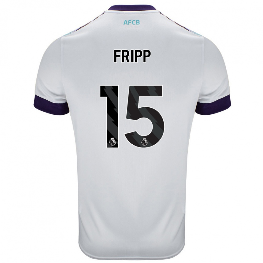 Men Football Kelly Fripp #15 White Green Purple Away Jersey 2024/25 T-Shirt Nz