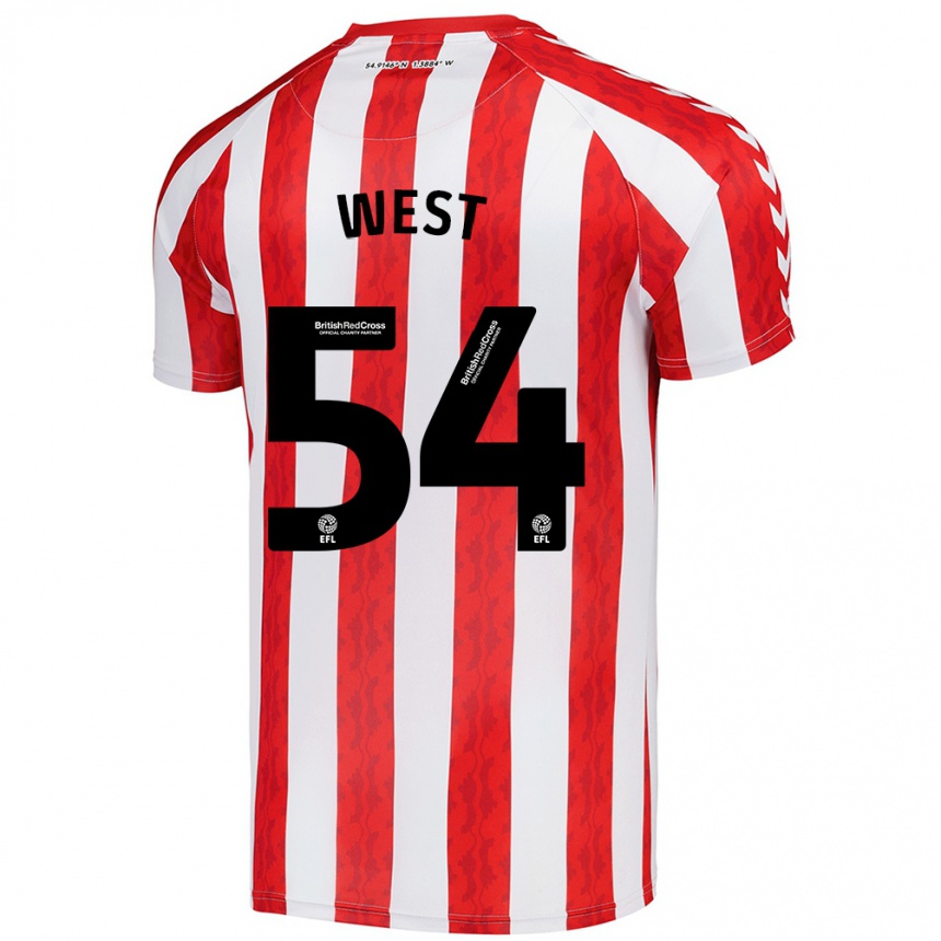 Women Football Ella West #54 Red White Home Jersey 2024/25 T-Shirt Nz