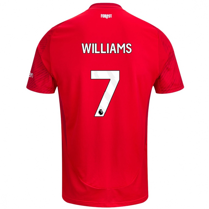 Women Football Neco Williams #7 Red White Home Jersey 2024/25 T-Shirt Nz