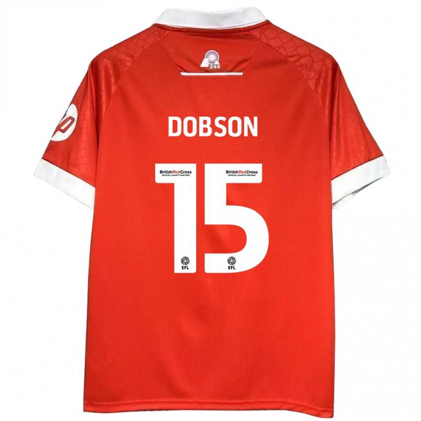 Women Football George Dobson #15 Red White Home Jersey 2024/25 T-Shirt Nz