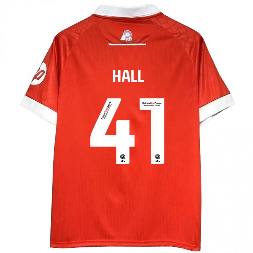 Women Football Liam Hall #41 Red White Home Jersey 2024/25 T-Shirt Nz