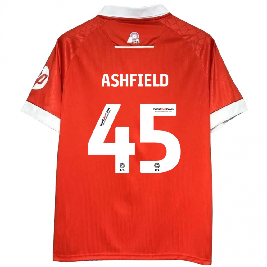 Women Football Harry Ashfield #45 Red White Home Jersey 2024/25 T-Shirt Nz