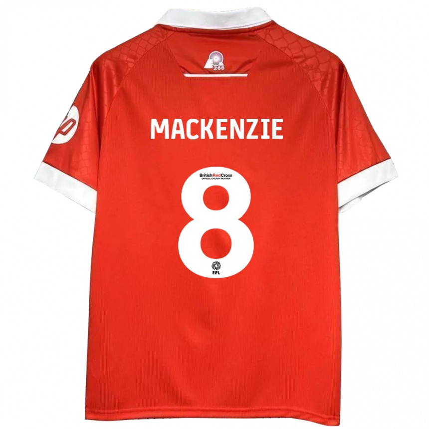 Women Football Libby Mackenzie #8 Red White Home Jersey 2024/25 T-Shirt Nz