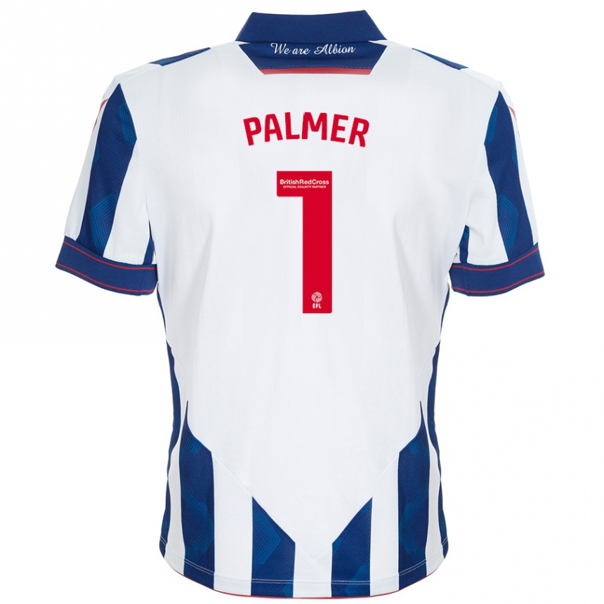 Women Football Alex Palmer #1 White Dark Blue Home Jersey 2024/25 T-Shirt Nz