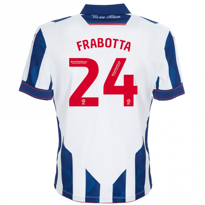 Women Football Gianluca Frabotta #24 White Dark Blue Home Jersey 2024/25 T-Shirt Nz