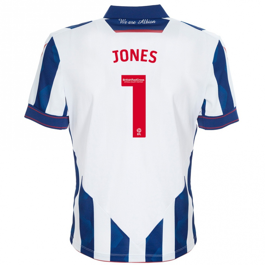 Women Football Lucy Jones #1 White Dark Blue Home Jersey 2024/25 T-Shirt Nz