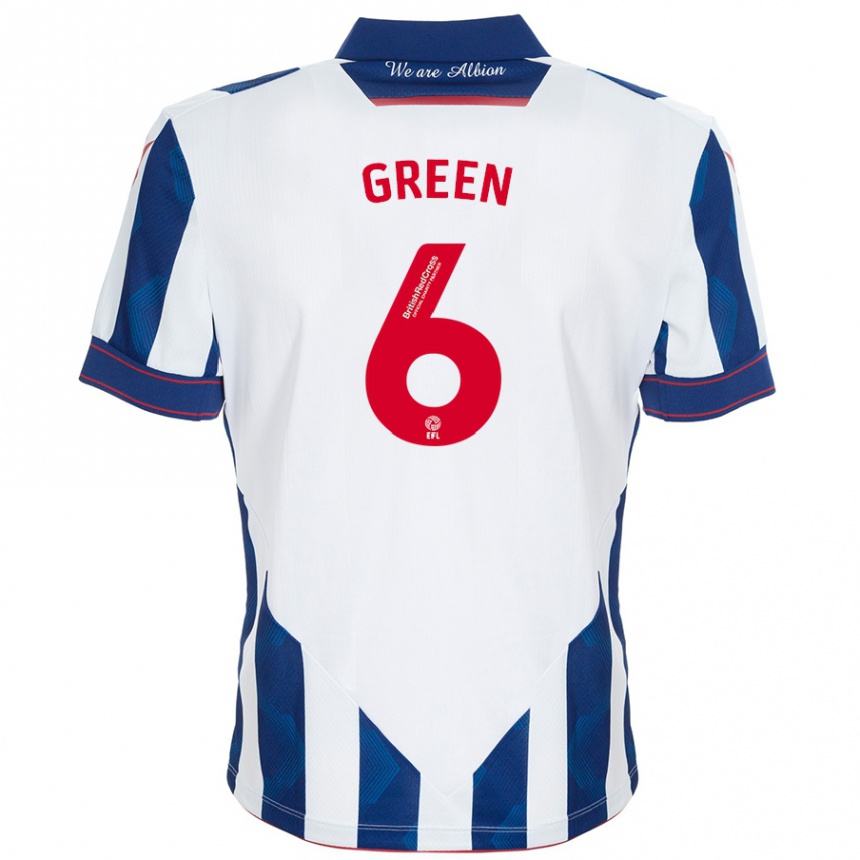 Women Football Isabel Green #6 White Dark Blue Home Jersey 2024/25 T-Shirt Nz