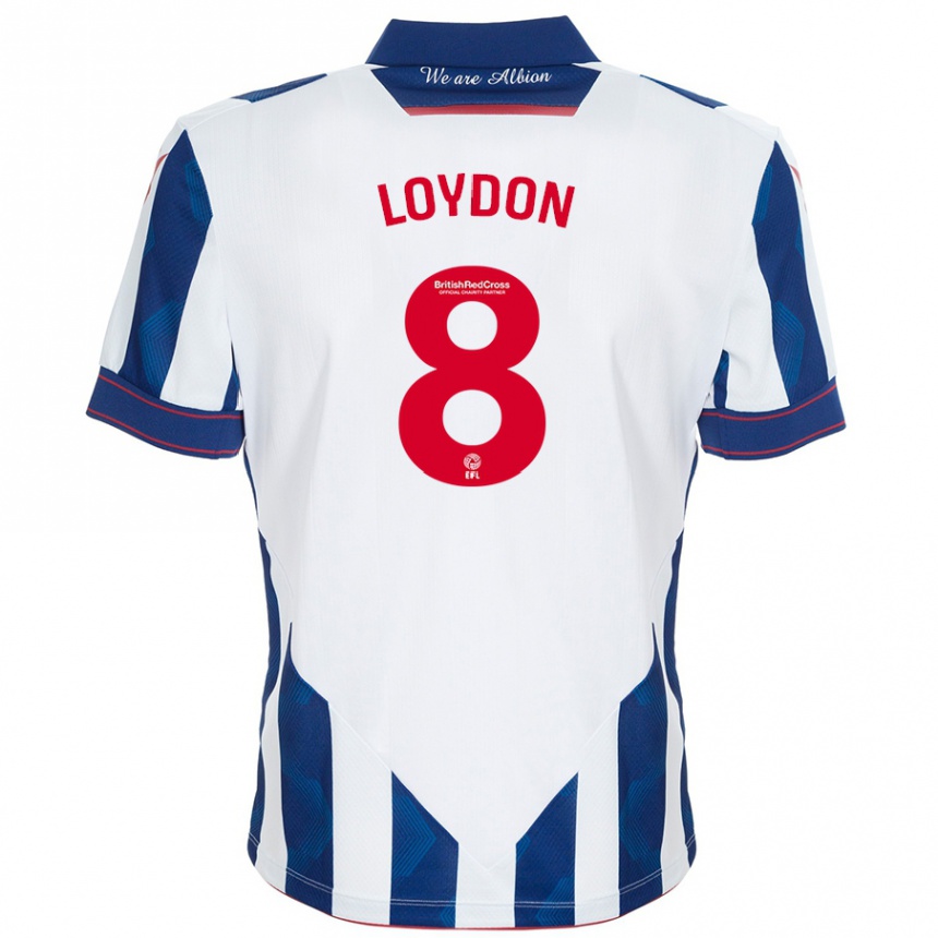 Women Football Abi Loydon #8 White Dark Blue Home Jersey 2024/25 T-Shirt Nz