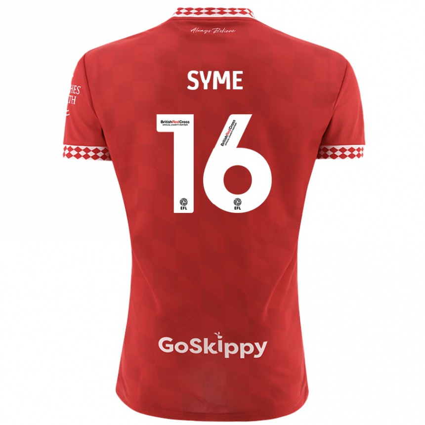 Women Football Emily Syme #16 Red Home Jersey 2024/25 T-Shirt Nz