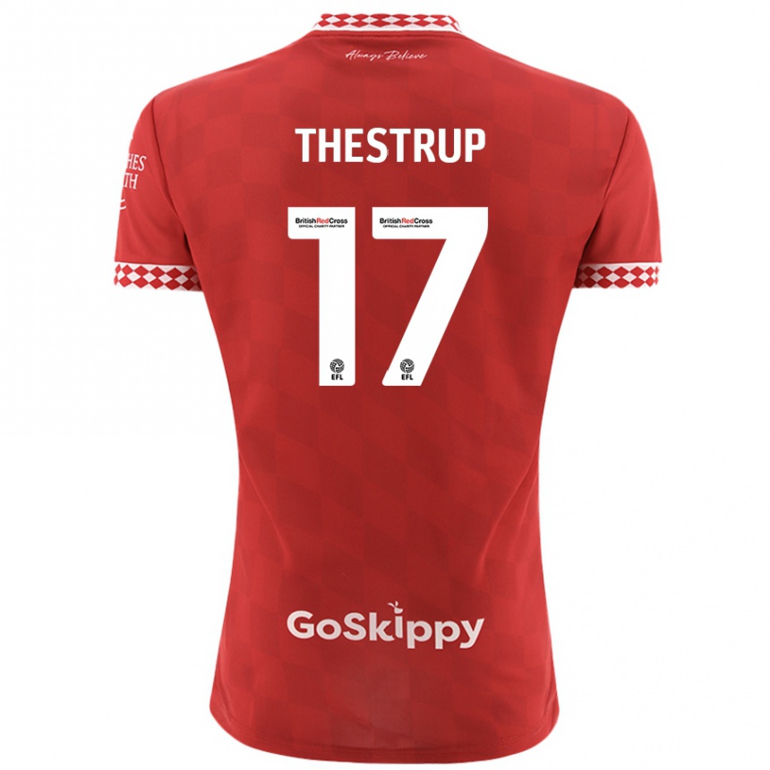 Women Football Amalie Thestrup #17 Red Home Jersey 2024/25 T-Shirt Nz