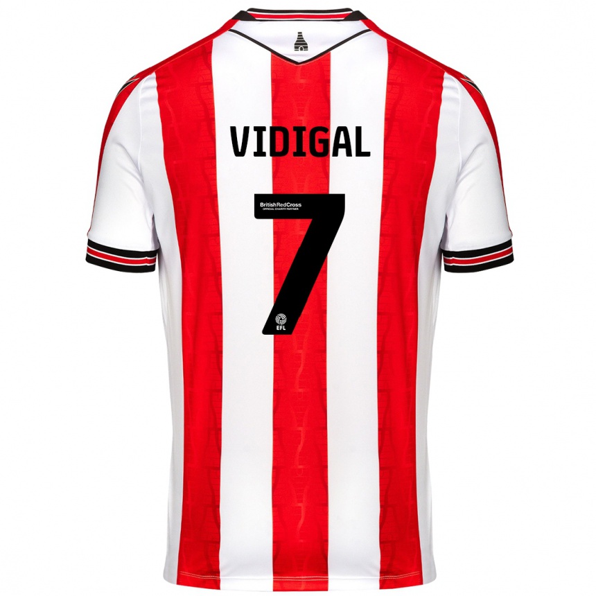 Women Football André Vidigal #7 Red White Home Jersey 2024/25 T-Shirt Nz