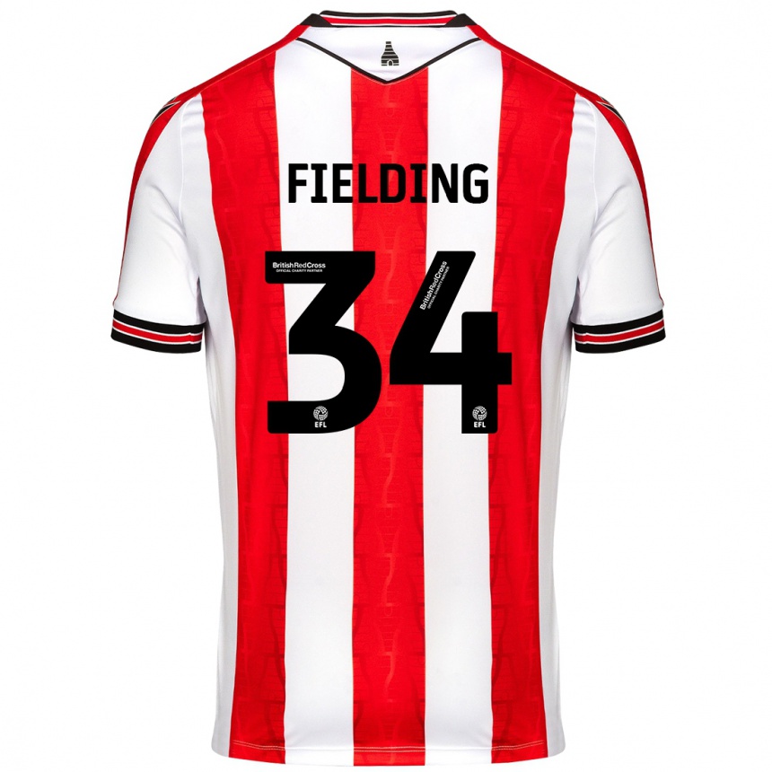 Women Football Frank Fielding #34 Red White Home Jersey 2024/25 T-Shirt Nz