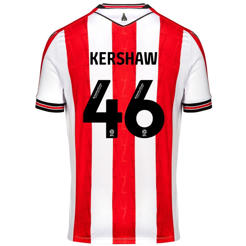 Women Football Ben Kershaw #46 Red White Home Jersey 2024/25 T-Shirt Nz