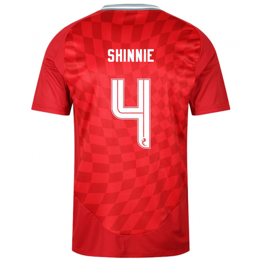 Women Football Graeme Shinnie #4 Red Home Jersey 2024/25 T-Shirt Nz