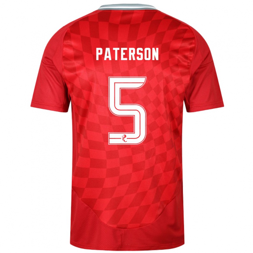 Women Football Donna Paterson #5 Red Home Jersey 2024/25 T-Shirt Nz