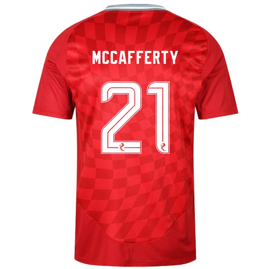 Women Football Eirinn Mccafferty #21 Red Home Jersey 2024/25 T-Shirt Nz