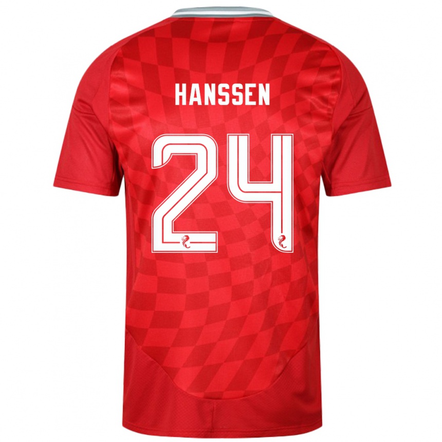 Women Football Nadine Hanssen #24 Red Home Jersey 2024/25 T-Shirt Nz