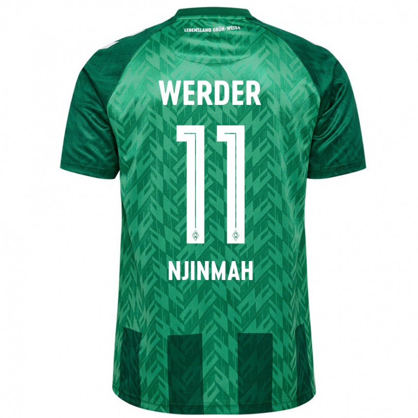 Women Football Justin Njinmah #11 Green Home Jersey 2024/25 T-Shirt Nz