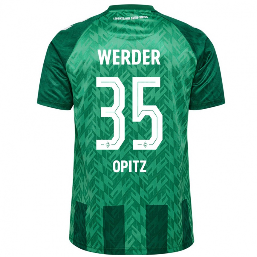 Women Football Leon Opitz #35 Green Home Jersey 2024/25 T-Shirt Nz