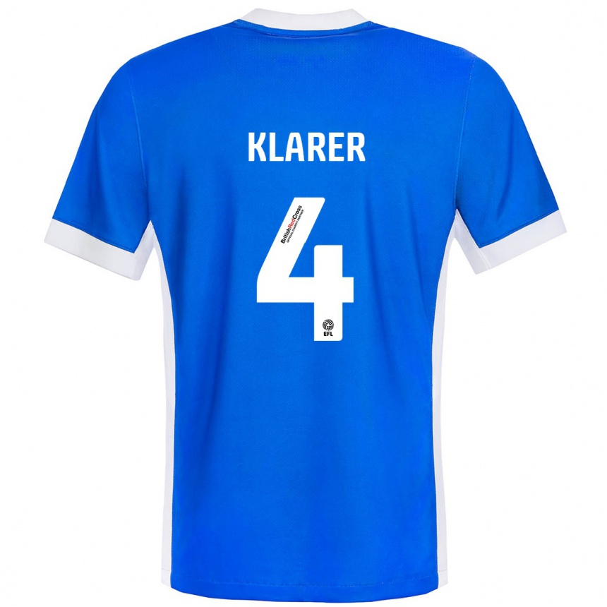 Women Football Christoph Klarer #4 Blue White Home Jersey 2024/25 T-Shirt Nz