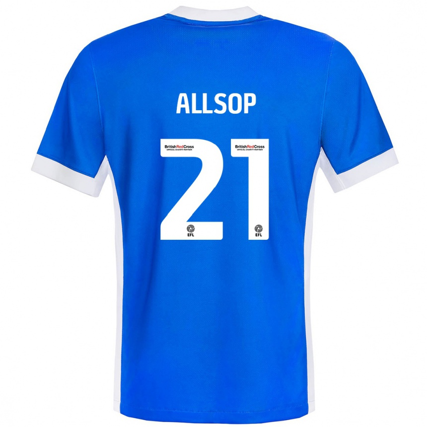 Women Football Ryan Allsop #21 Blue White Home Jersey 2024/25 T-Shirt Nz