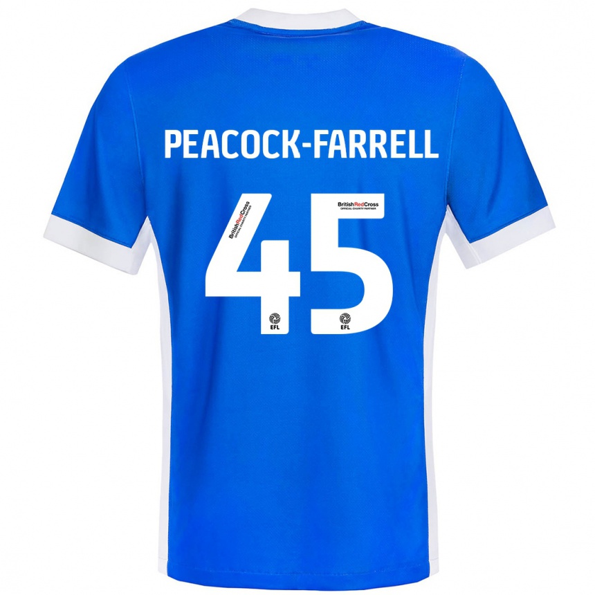 Women Football Bailey Peacock-Farrell #45 Blue White Home Jersey 2024/25 T-Shirt Nz