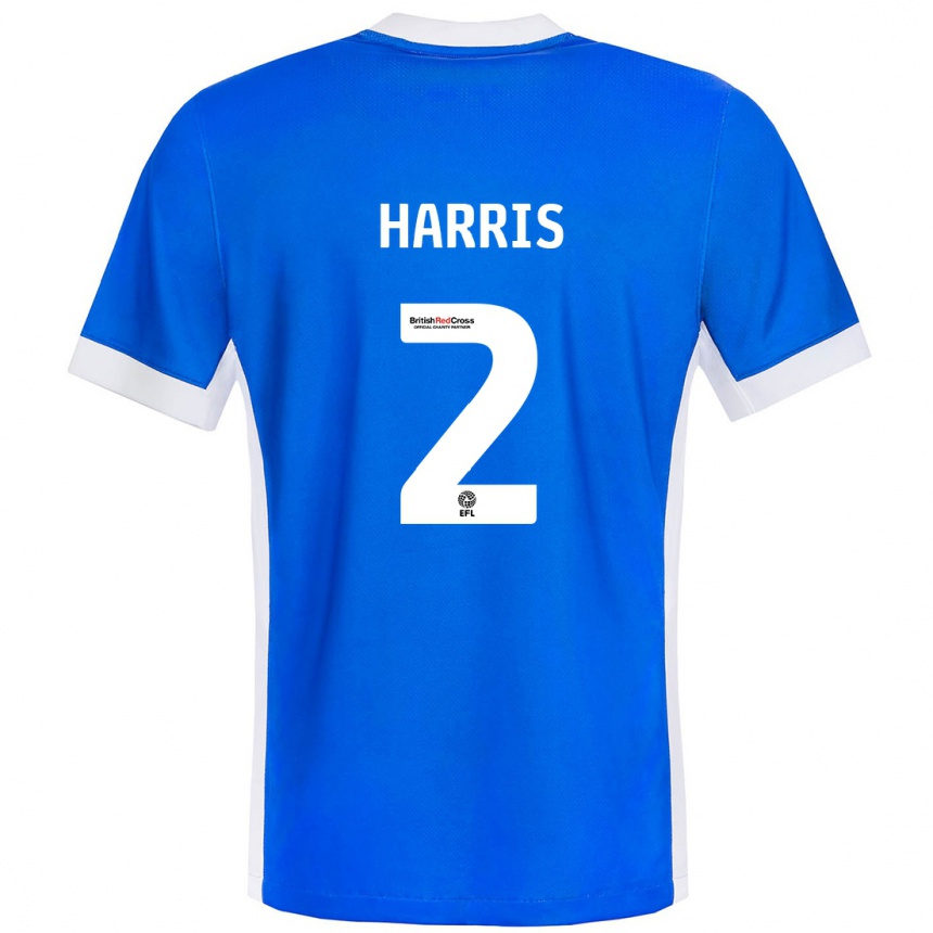 Women Football Martha Harris #2 Blue White Home Jersey 2024/25 T-Shirt Nz