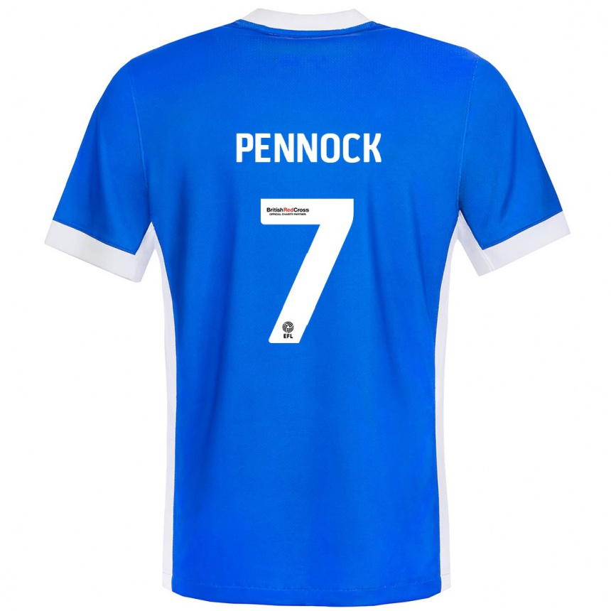 Women Football Jade Pennock #7 Blue White Home Jersey 2024/25 T-Shirt Nz