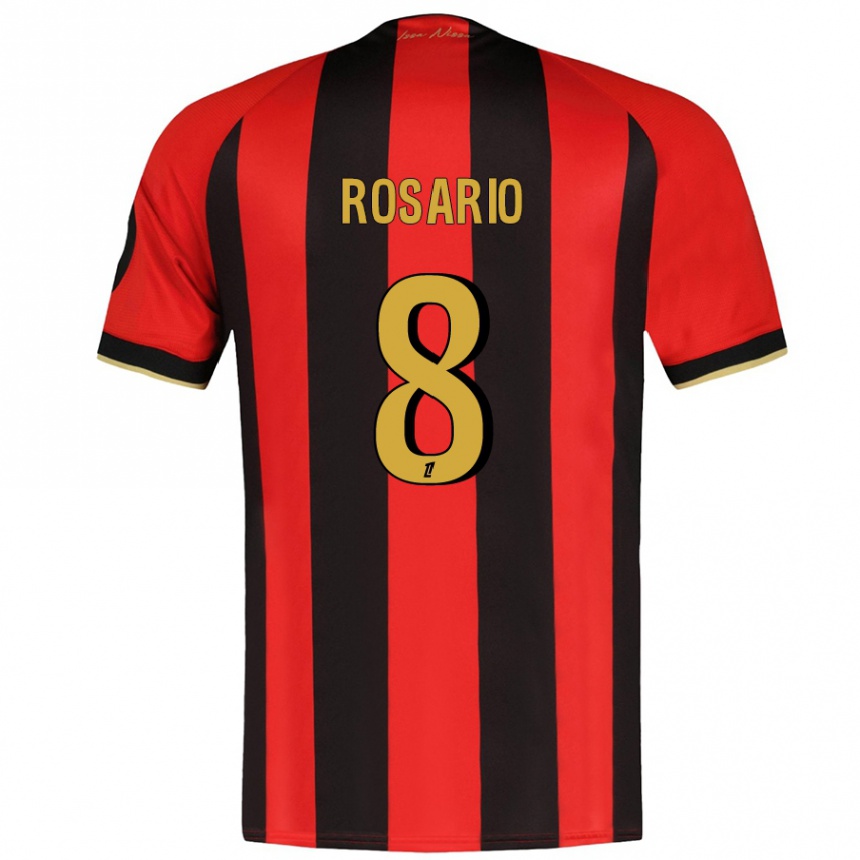 Women Football Pablo Rosario #8 Red Black Home Jersey 2024/25 T-Shirt Nz