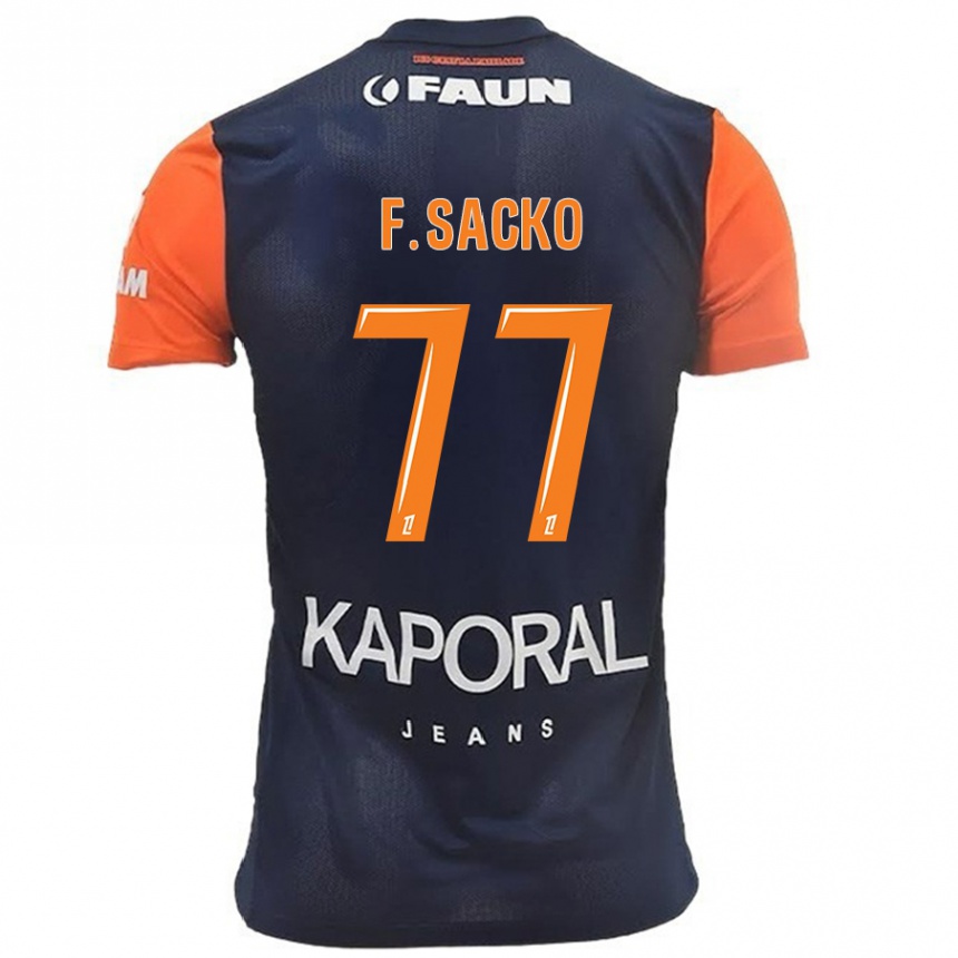 Women Football Falaye Sacko #77 Navy Blue Orange Home Jersey 2024/25 T-Shirt Nz