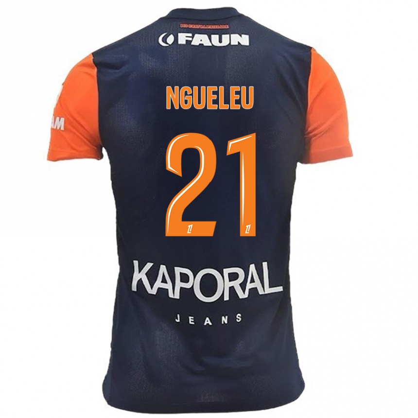 Women Football Nina Ngueleu #21 Navy Blue Orange Home Jersey 2024/25 T-Shirt Nz